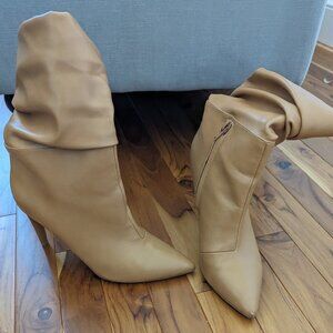 Express Ankle Slouch Stiletto Boots - Tan